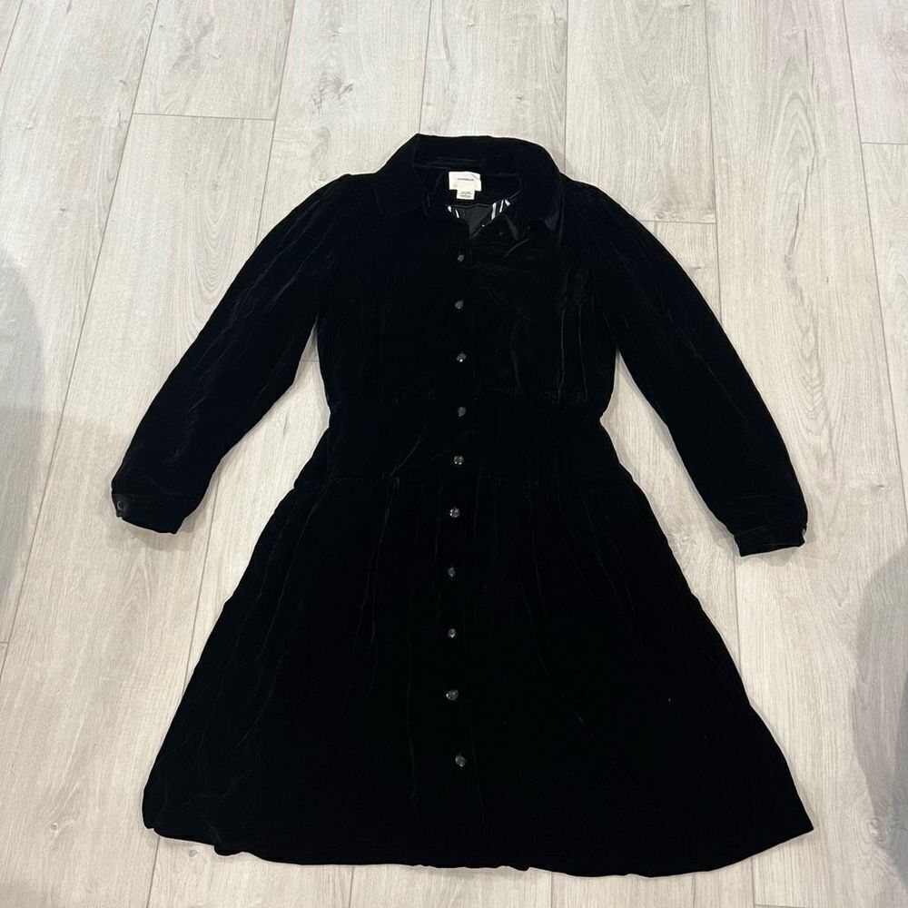 Anthropologie Cordelia Victorian black velvet fancy dress opera coat size 10